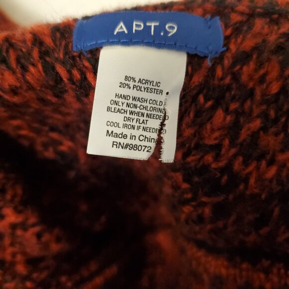 Apt. 9 Women’s Patchwork Poncho Turtle Neck Red Black - (OS) - Picture 11 of 13